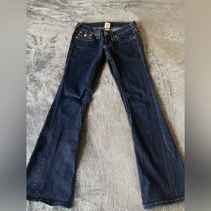 True religion flared super low rise denim jeans